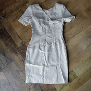 Talbots Cream Mini Dress with Bow Accent